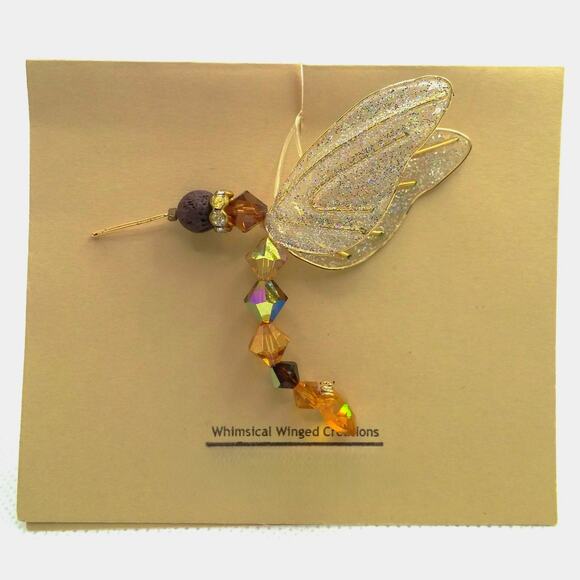 Artisan Whimsical Winged Crystal Hummingbird Pendant Suncatcher Diffuser Nature - Picture 1 of 12